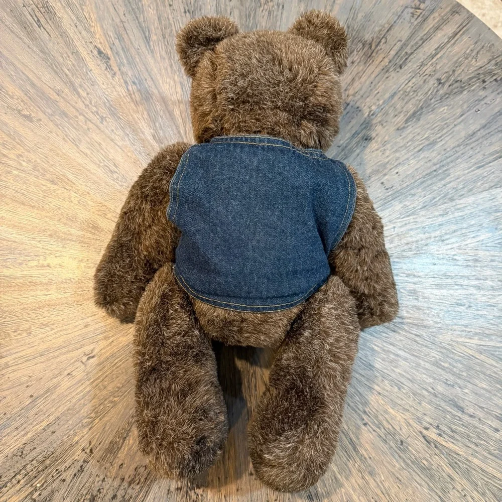 Vintage Rodeo Drive Beverly Hills Teddy Bear w/‎ Denim Vest 18” Plush Souvenir